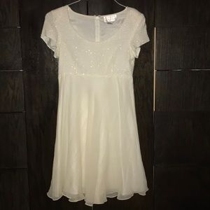 Bieff Basix stunning 100% silk beaded white dress